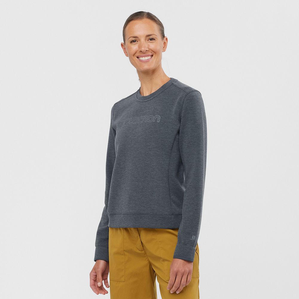 Salomon COMET CREW NECK PULL W Capa Intermedia Mujer - Gris Oscuro - Colombia (68579-MEGK)